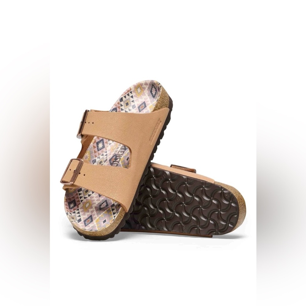 Birkenstock Women's Arizona Vegan Birko-Flor Nubuck Brown Sandal- 37